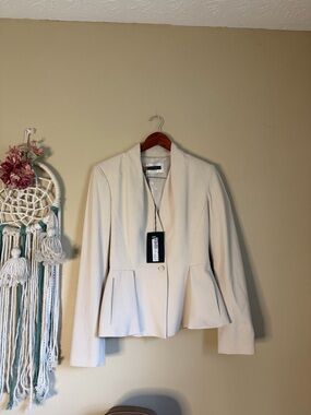 Plein Sud Paris Wool Blend Blazer Jacket Ivory Cream Size US 8